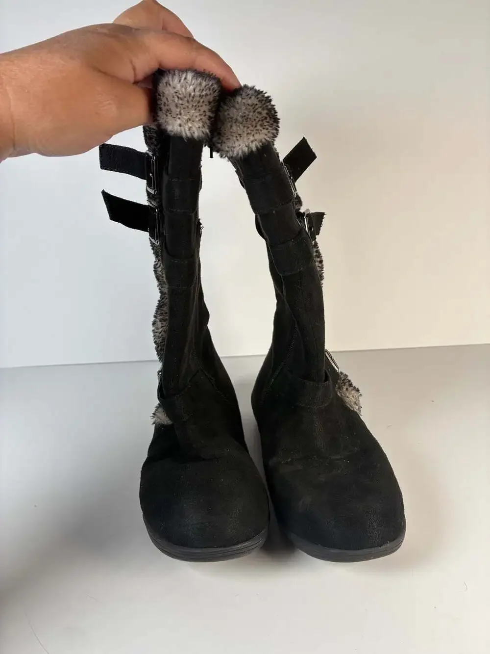Hot Cakes Haley Black Faux Fur Lined Buckle Winter Boots